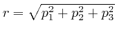$r = 
\sqrt{p^2_1 + p^2_2 + p^2_3}$