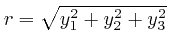 $r = \sqrt{y^2_1 + y^2_2 + y^2_3}$